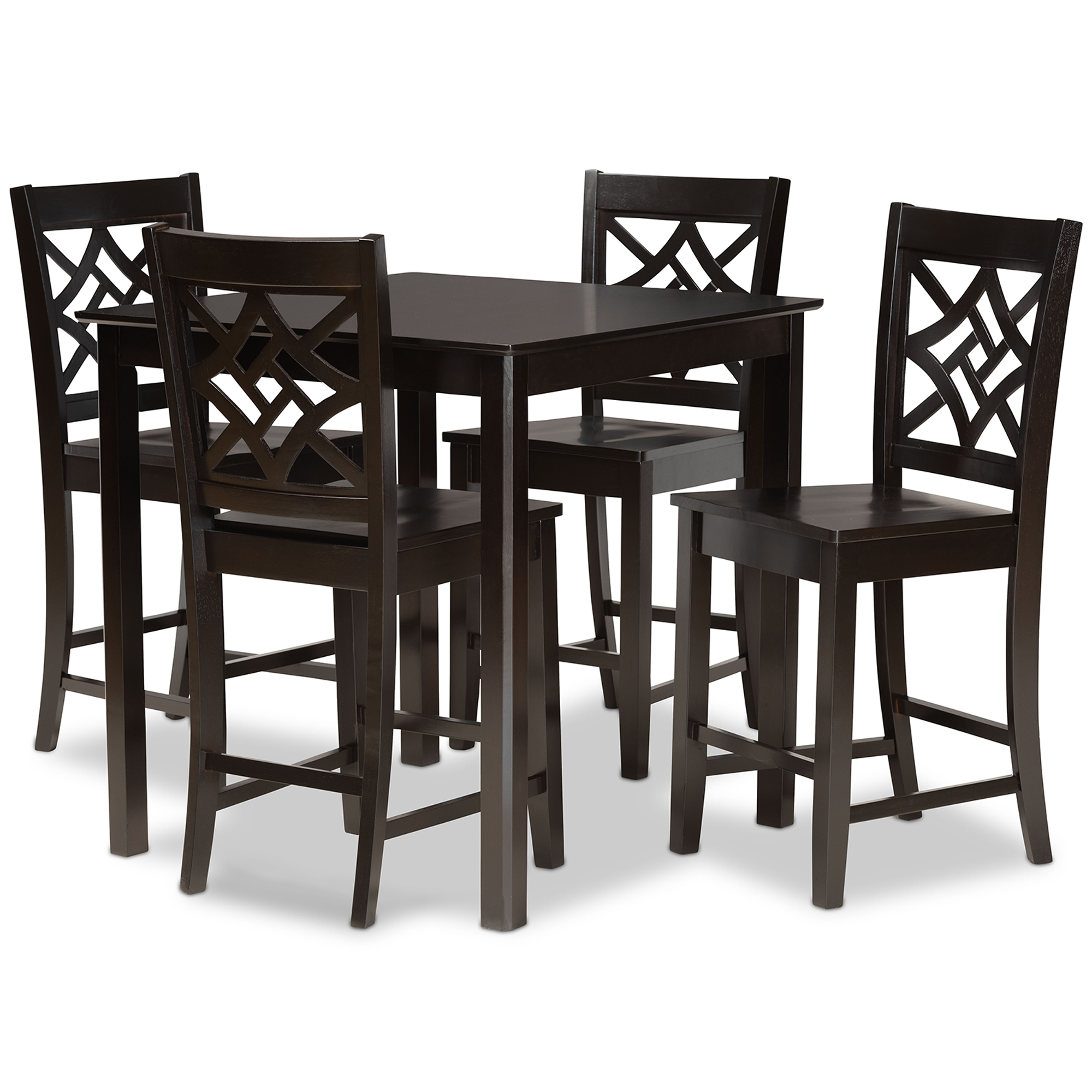 Baxton Studio Nicolette Modern and Contemporary Transitional Dark Brown Finished Wood 5-Piece Pub Set